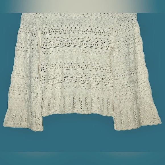 NWT Madewell Scalloped-Trim Open Knit Sweater Tee in Sand, Size XXS - Picture 11 of 15